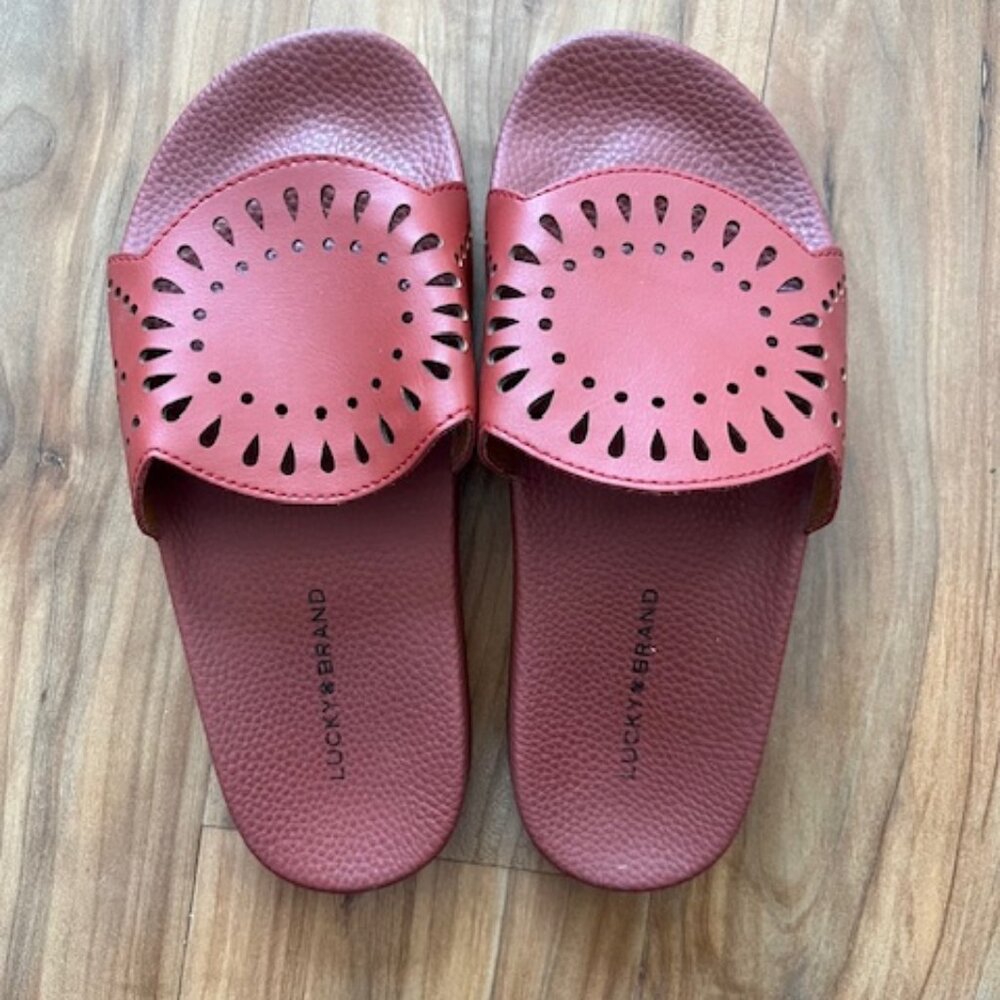Lucky Brand Sandals Slides Dark Red